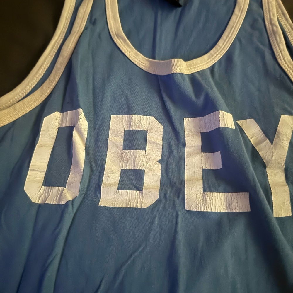 Obey Blue and White Men's Tank Top - Picture 2 of 2